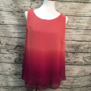 Worthington Ombre Red & Orange Sleeveless Top XL